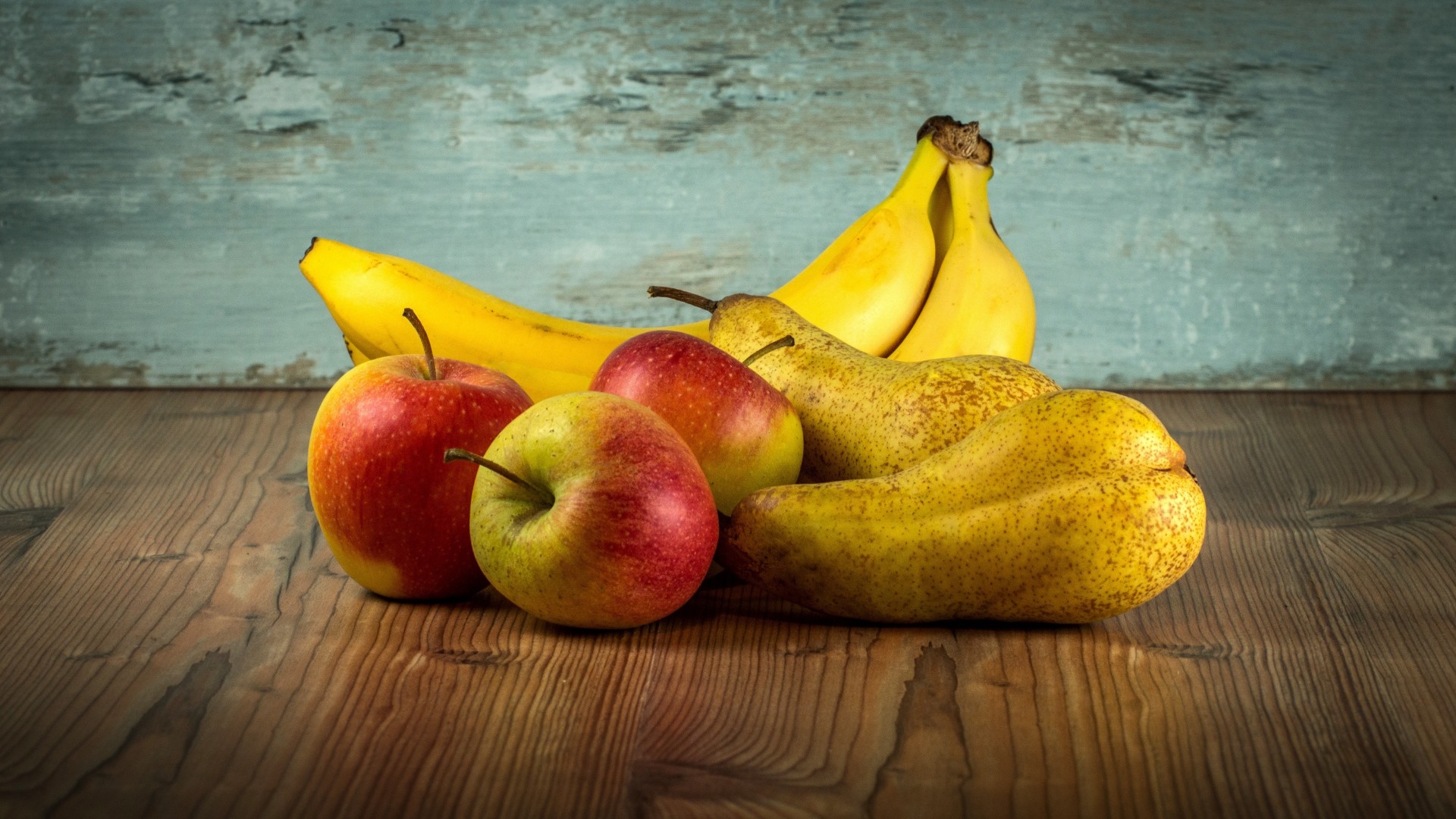 1920x1080 Herunterladen hd hintergrundbilder obst Ã¤pfel birnen bananen tisch ...